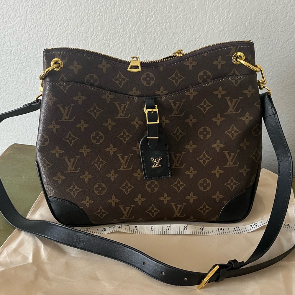 Brown and Black Shoulder Bag with Monogram Design